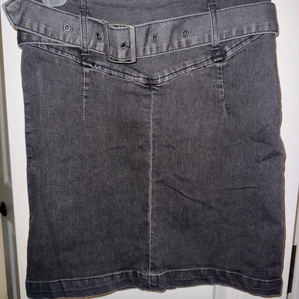 Free People Black/Gray Denim Mini Skirt